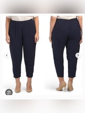 NWT Eileen Fisher SILK Georgette crepe Slouchy Ankle Pant size 3X plus navy